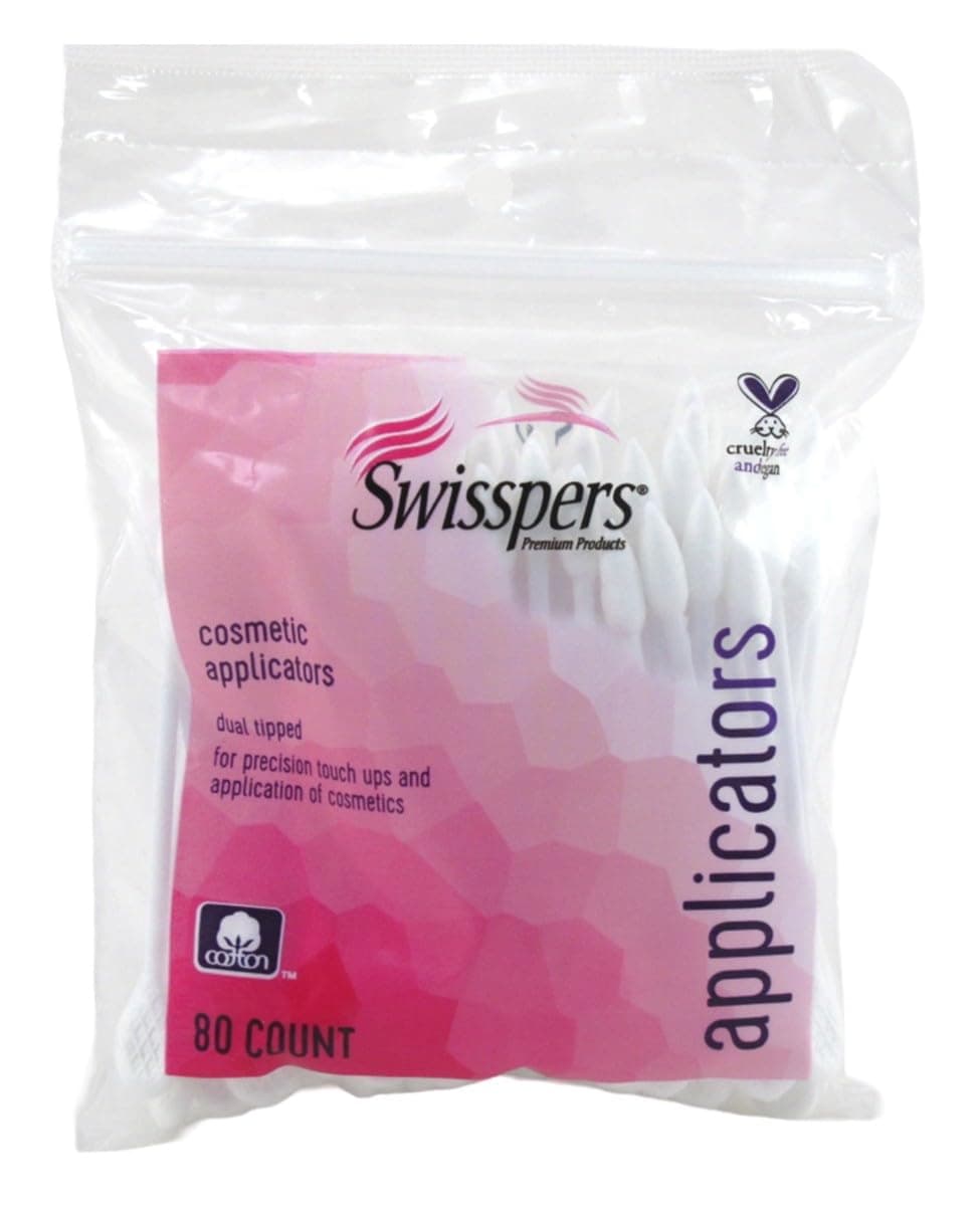 SwisspersCotton Swabs 80 Count Cosmetic Applicators (3 Pack)