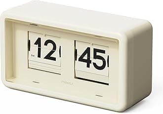 Mooas - Retro Flip Desk Clock, Automatic Spin, Classic Style, AM/PM, Home Decor, Ideal for Home, Office, Cream, 17.5cm x 7cm