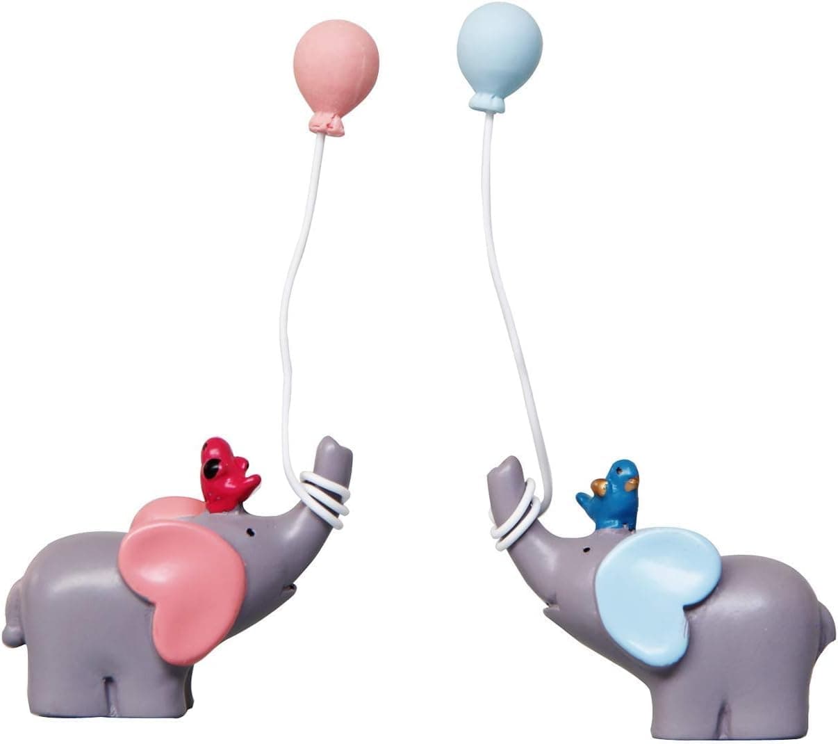 1 Pair Blue & Pink Elephant With Balloons Figures Cake Toppers Decorating For Baby Shower Girls Boys Kids Birthday Cake Decoration