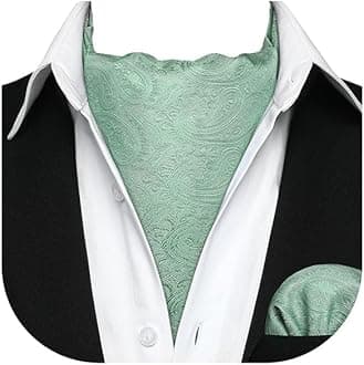 HISDERN Ascot Ties for Men Paisley Cravat Tie and Pocket Square Set Floral Mens Ascot Scarf Handkerchief Wedding Party