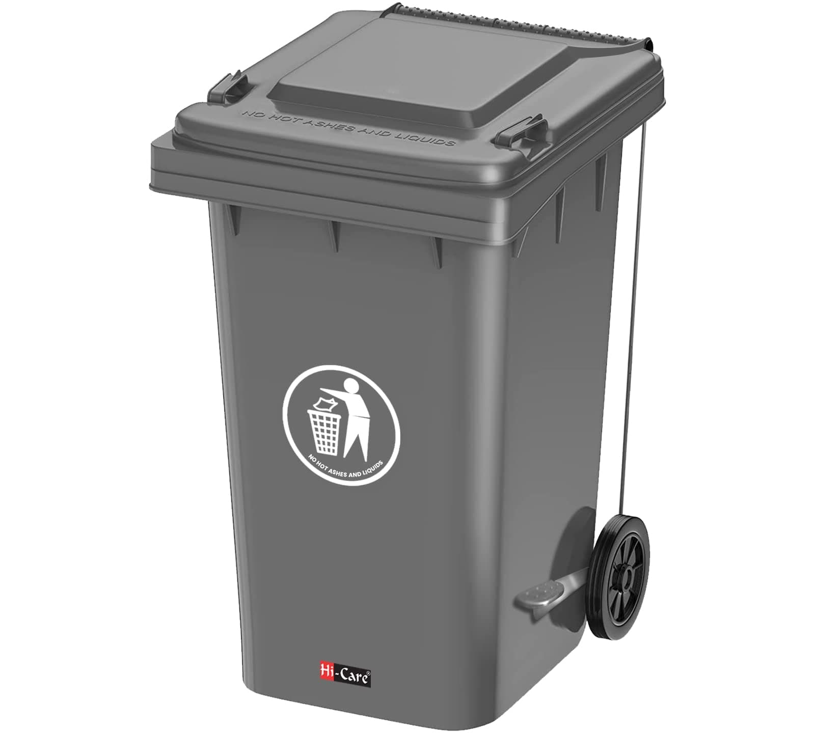– Plastic Garbage Bin 120 Litre with wheel and pedal - Heavy Duty Kitchen Dust Bin Outdoor Recycle Trash Can Large Industrial Waste bin Trash bin (Grey)