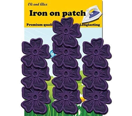 A-156 Purple Flower Iron On Patch 10 Pieces, Embroidered, Decorative Patches, Fashion SETApprox. 1.89 x 1.96 inches (4.7 x 5.0 cm)
