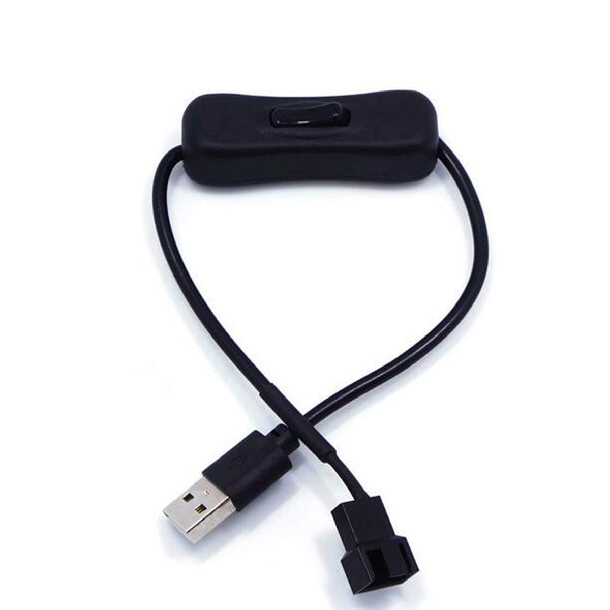 OPSFALCON 2 Pack USB to 3-Pin / 4-Pin PWM 5V Sleeved Fan Power Adapter Cable with Switch, USB to 3 Pin / 4 Pin Case Fan Adapter Connector Cable with ON Off Switch