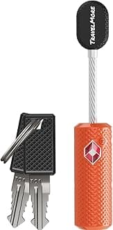 1-Pack TSA Approved Luggage Lock with Keys for Travel | Flexible, Ultra Secure Mini Key Padlock Made from Zinc Alloy | Luggage Lock | TSA Lock | Orange