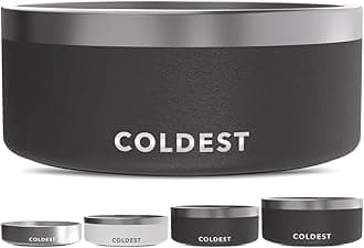 Coldest Dog Bowl - Stainless Steel Non Slip No Spill Proof Skid Metal Insulated Dog Bowls, Cats, Pet Food Water Dish Feeding for Large Medium Small Breed Dogs (100 oz, Stealth Black)