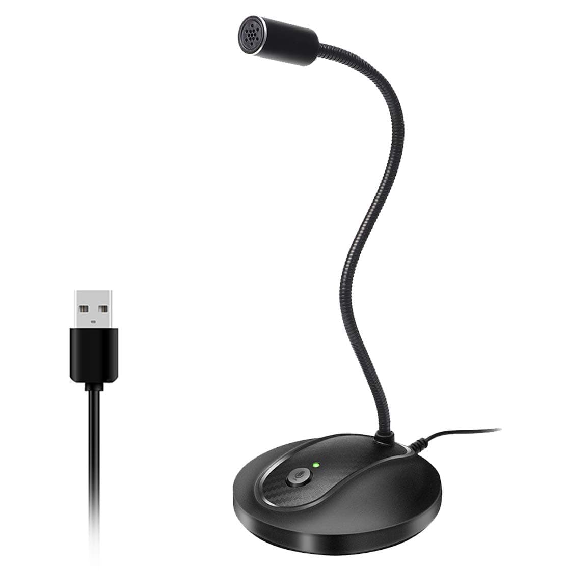 USB Microphone, 360 Degree Adjustable Gooseneck Design, Mute Button & LED Indicator, Noise-Canceling Technology, Plug & Play, Compatible with Windows & MacOS