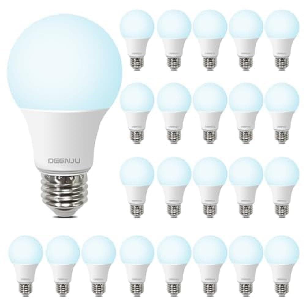 LED Light Bulbs Daylight 5000K, 60 Watt Equivalent LED Bulbs, A19 Standard Bulbs, 800 LM, 15000 Hours, E26 Base, Non-Dimmable, 8W LED Bulbs for Bedroom Living Room 24 Pack