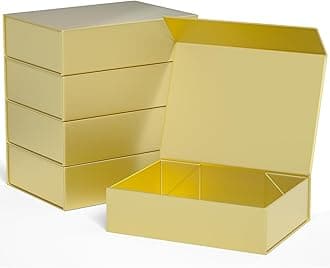 Gold Gift Boxes 11.9" x 8.5" x 3.3" with Magnetic Closure Lid Gift Box for Presents,Bridesmaid Gifts Boxe,Cute Boxes,Birthday Gift Box,Luxury for Gift Packaging, Magnetic Gift Boxe for Wrapping Gifts