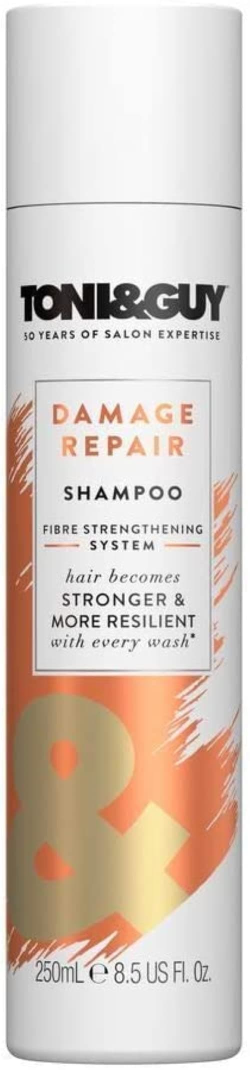 Toni & Guy Professional Damage Repair Shampoo With Keratin Active Technology Patented Fibre Strengthening System Designed To Strengthen And Nourish Dry, Brittle And Damaged Hair 250ml