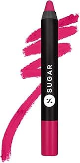 SUGAR CosmeticsMatte As Hell Crayon Lipstick30 Lillian Rose (Magenta) with SharpenerHighly pigmented, Creamy Texture, Long lasting Matte Finish