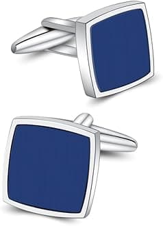 Blue Opal Cufflinks – Platinum Plated Gemstone Cuff Links for Men, Reiki Healing Jewelry, Elegant Gift for Wedding & Formal Occasions