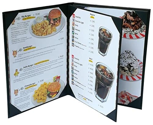 4 pcs of Restaurant Menu Covers Holders 8.5" X 11" Inches, 3panel 4view,Sold by Case,with Clear PVC Sheets for Paper Protection