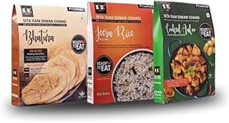Sita Ram Diwan Chand Ready to Eat Bhatura | Jeera Rice | Cooked Aaloo 300 Gram Each| No Preservatives | No Artificial Flavors | 100% Natural Ingredients & Vegetarian | Tasty Snacks - Pack of 3