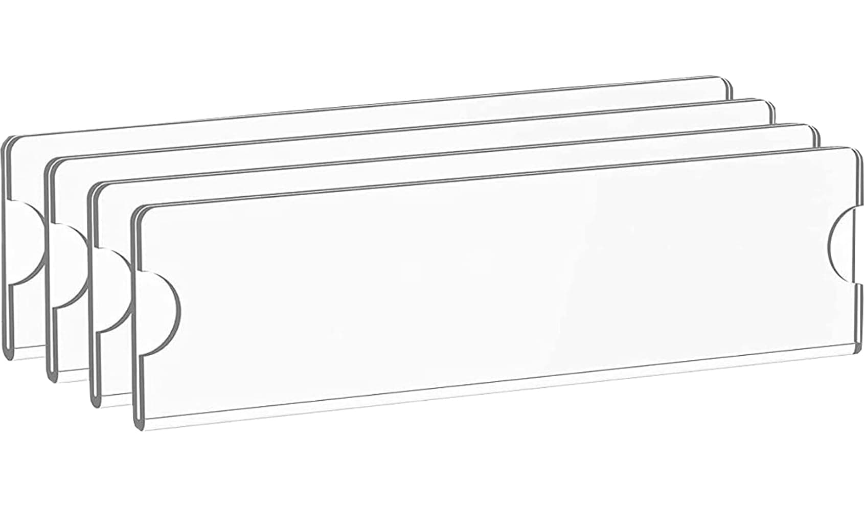 BIGIMALL 4 x (2 x 8 inch) Acrylic Wall Name Plate Holder Clear Acrylic Sign Holder Frame with Adhesive Tapes, Door Plates for Home, Office, Classroom Pack of 4 pcs (CUT ENDS FOR EASY REMOVAL)