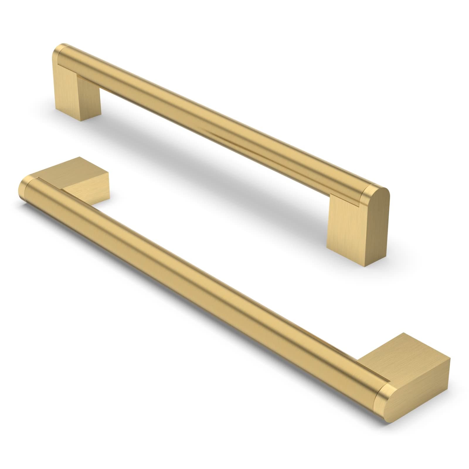 FURNIWARE 10 Pack Cabinet Pulls, Hardware Drawer Handles, Stainless Steel Kitchen Cabinet Door Handles Pull, Brass-192mm(7.5 Inch) Hole Center