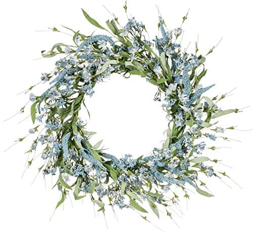 Sullivan's 18" Artificial Blue Mum & Heather Flower Wreath