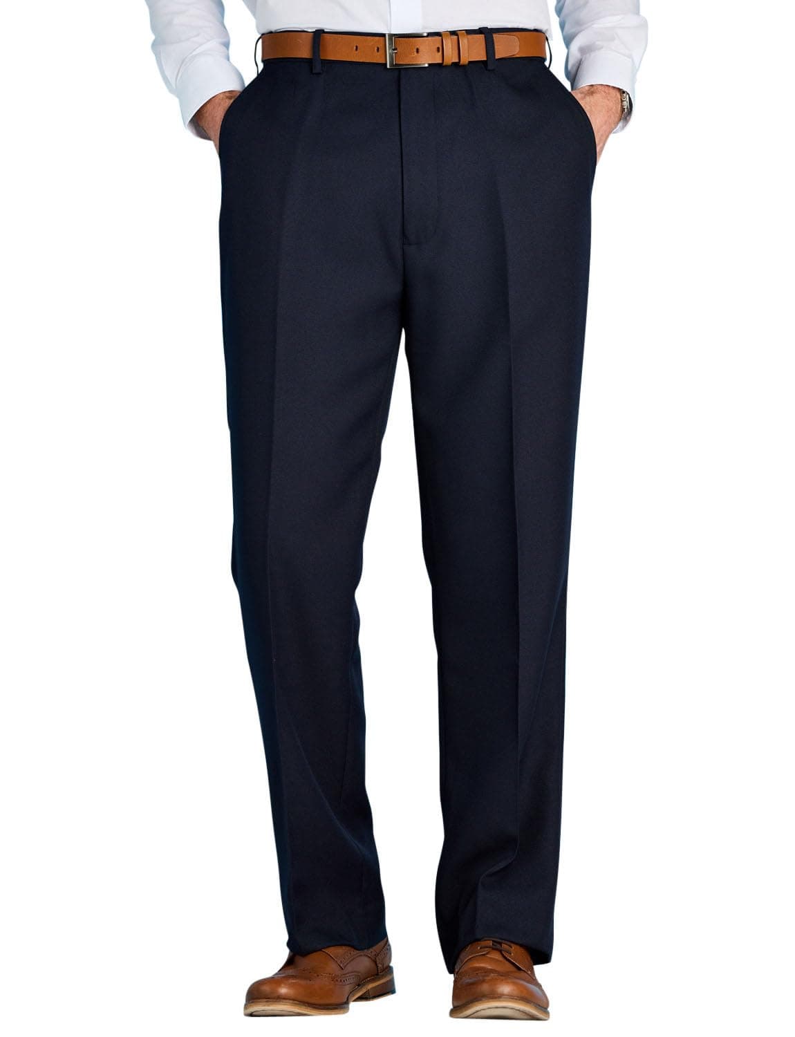 Chums Men's Stretch Waist Formal Smart Work Trousers Elasticated Waist Lovat