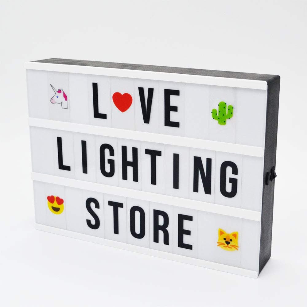 A4 DIY Cinema Light Box with 367 Letters Emojis Numbers Free Message Combination, USB Or Battery Powered LED Marquee Signs, Cinematic Light Box Light Up Home, Wedding, Shop Decor