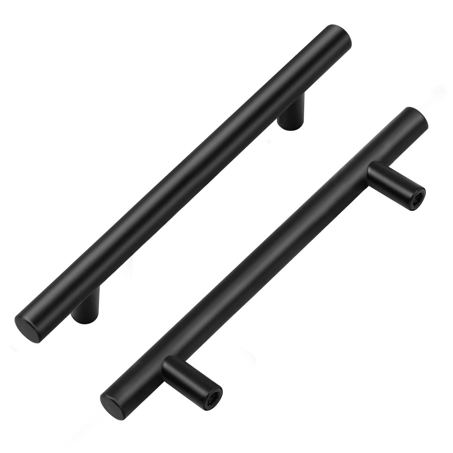Home Expert 10 Pack 7-3/8 inch Matte Black Cabinet Pulls Stainless Steel Cabinet Handles 5 inch Hole Center Kitchen Drawer Pulls