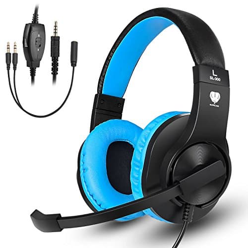 Anksono Gaming Headset for PC PS4, 3.5MM Wired Over-Ear Headphone with Microphone and Volume Control for Nintendo Switch, Laptop, iPad, Cell Phone, Blue