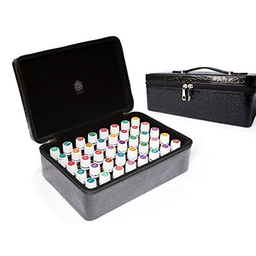 Essential Oils Carrying Case Holds 40, 15ml Bottles - Beautiful Large Custom Hard Shell Exterior with High Density Foam Interior (Jet Black)