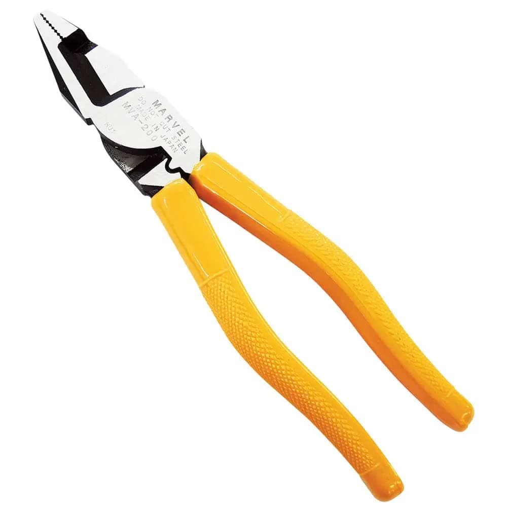 MARVEL MVA-200N Lineman's Pliers 8.5" with Wire Cutter/Crimper/Grip | Made in Japan | Japanese Drop-Forged High Carbon Steel Head | Sharp-edge Cutter Lineman Tools for Electricians and Linesman