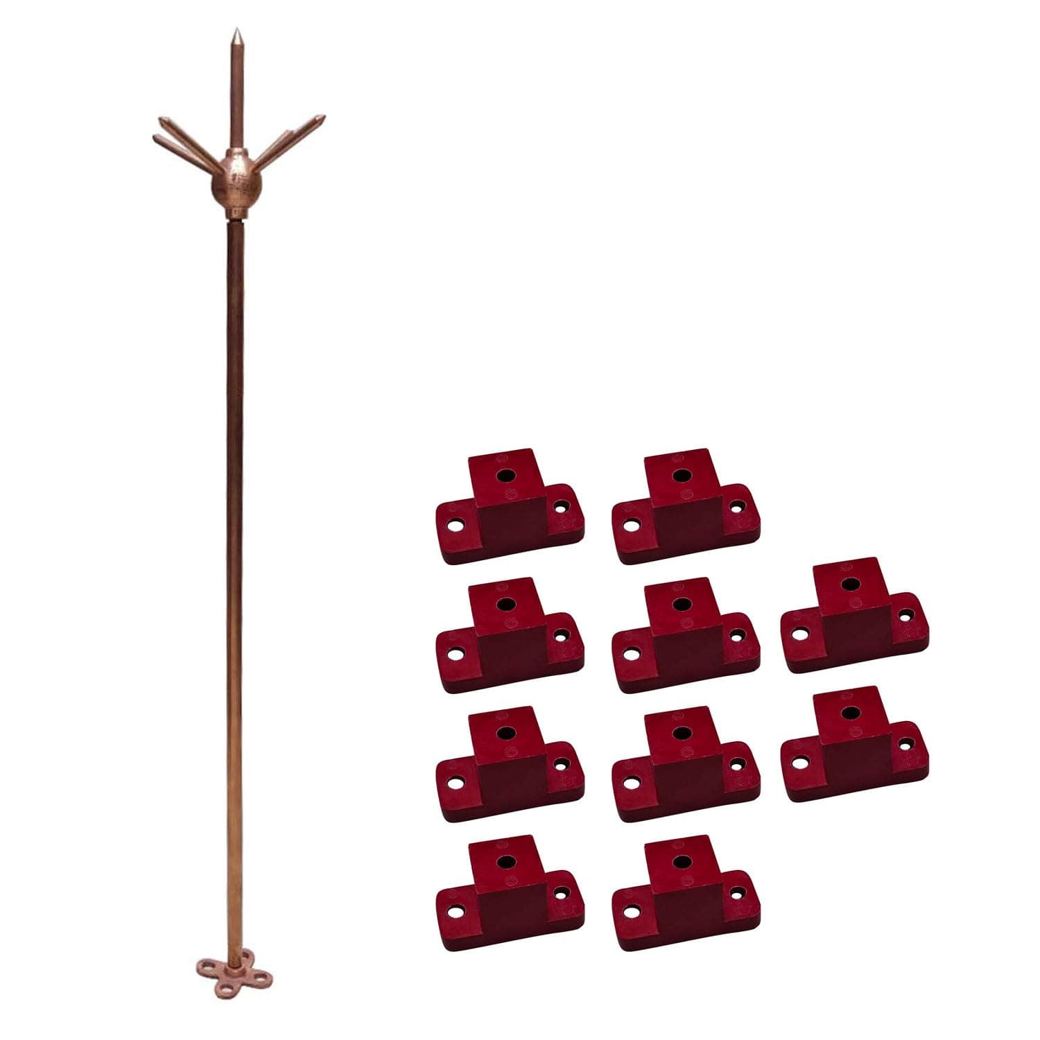 Brass Copper Lightning Arrester 9.2 mm diameter and 915 mm in length And Elapp Epoxy electrical Insulator (red) For Lightning Arrester (pack of 10) for Lightning Arrester