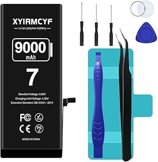 XYIRMCYF 9000mAh Super Capacity Battery Compatible with iPhone 7/7G, 0 Cycle Li-Polymer Replacement Battery for iPhone 7/7G, with Professional Repair Tool Kit