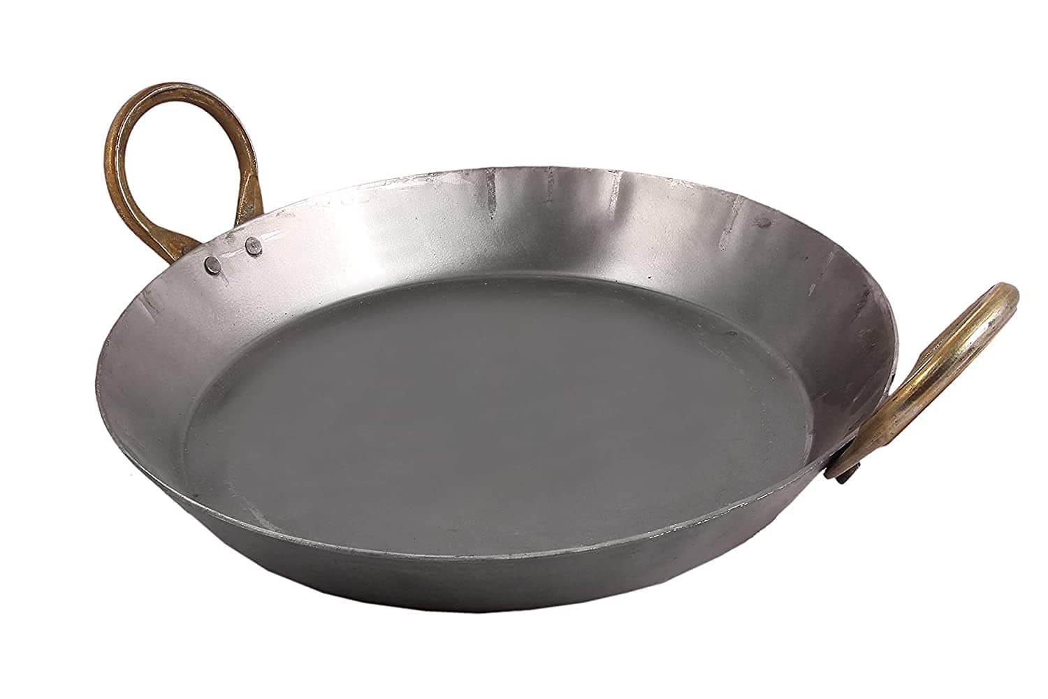 Heavy Base Iron Flat Kadai/Fry Pan for Making jalebi, dal tadka, 11 Inches,310 cm Original Iron/loha (Medium) color silver