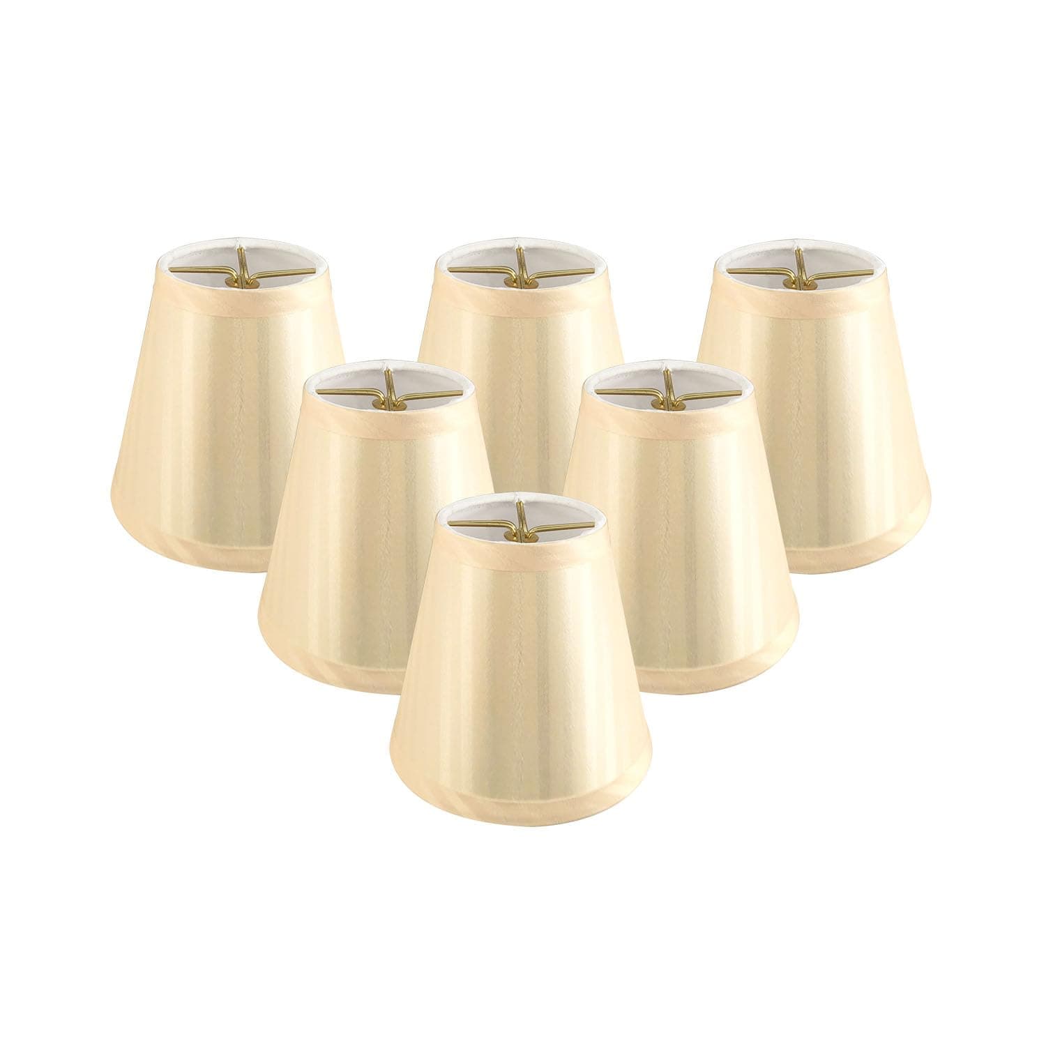 Royal Designs CS-1008-5-EGG/ST-6 Clip On Empire Chandelier Lamp Shade, 3" x 5" x 4.5", Eggshell Stripe, Set of 6
