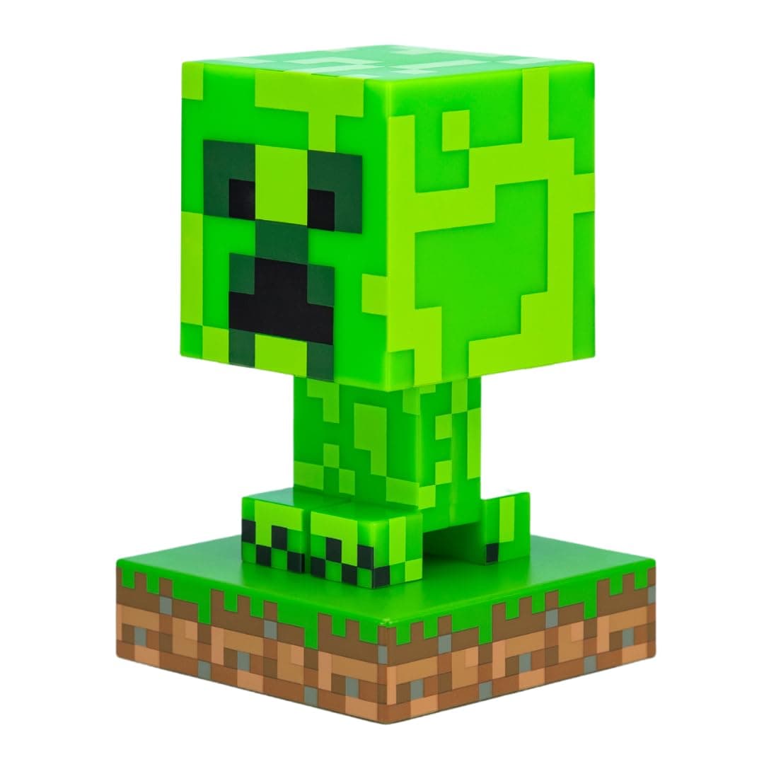 Paladone Minecraft Creeper Light, 3D Lamp - Officially Licensed Night Light - 12 cm Tall, Battery Powered, Gaming Room and Bedroom Decor for Minecraft Gamers