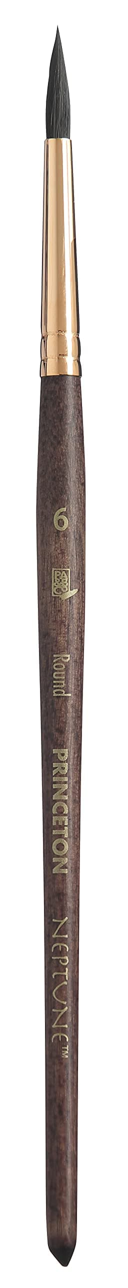 Princeton Neptune Short Handle Round Paint Brush | Maximum Colour Holding Capacity | Even & Consistent Flow | Durable & Affordable | Size - No 6