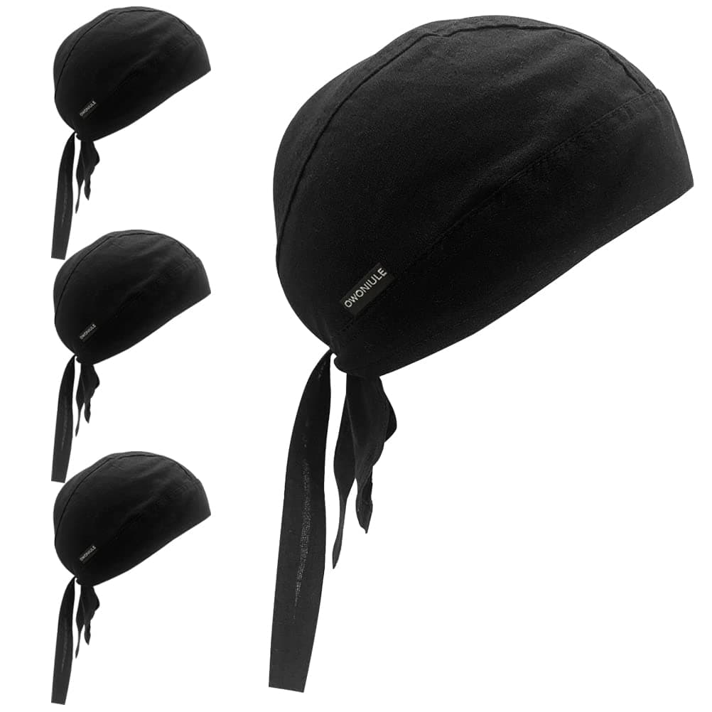 Cotton Doo Rag Skull Cap Sweat Wicking Head Wraps Breathable Helmet Liner Beanie Dew Rags for Men and Women