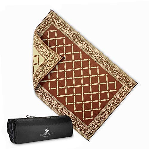 AdvenGO Reversi Mats (6' x 9’) Medium Mat and Rug for Outdoors, RV, Patio, Trailer & Camping - Heavy Duty, Weather Resistant Reversible Rugs - Comes with Storage Bag - Great for Picnics - Brown/Beige