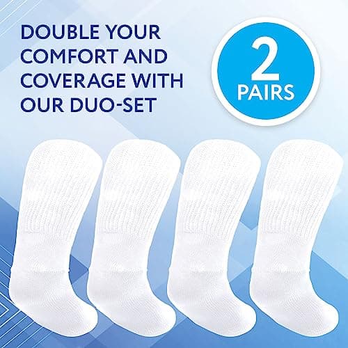 IMPRESA [2 Pairs] One Size Unisex Extra Width Socks in White for Lymphedema - Bariatric Sock - Oversized Sock Stretches up to 30'' Over Calf for Swollen Feet And Mens and Womens Legs