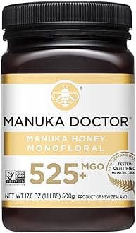 MGO 525+ Manuka Honey Monofloral, 100% Pure New Zealand Honey. Certified. Guaranteed. Raw. Non-GMO (17.6 oz)