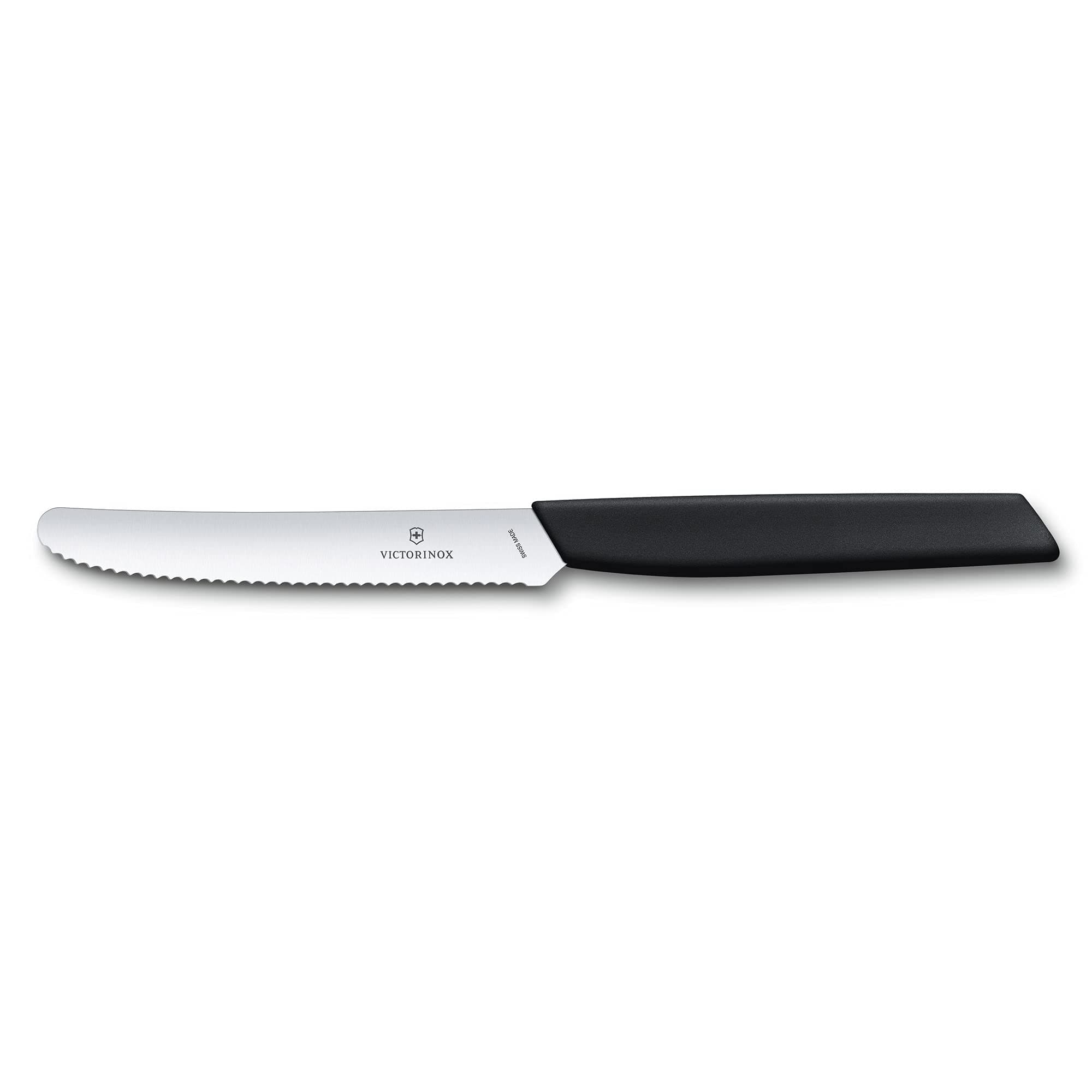 Swiss Modern Tomato and Table Knife, Wavy Edge, Black, Standard (6.9003.11W)