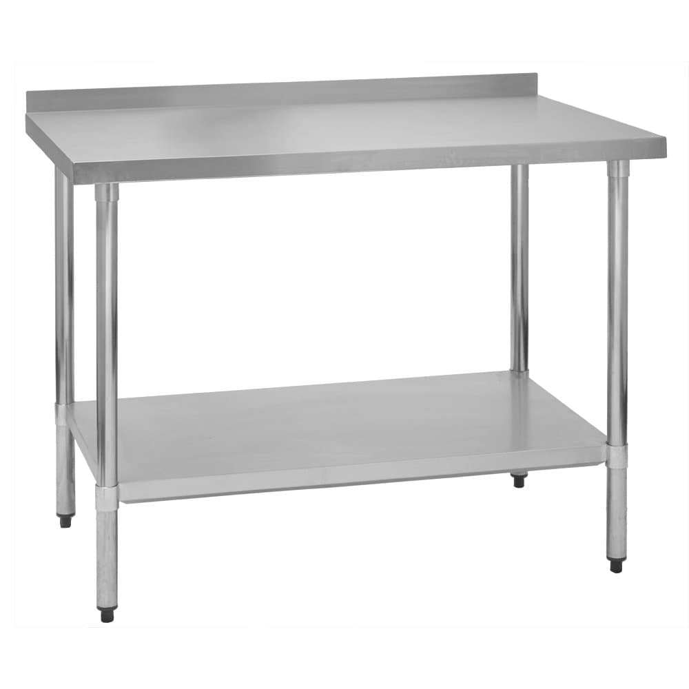 Stainless Steel Commercial Kitchen Work Prep Table, 30" W x 60" L x 36" H, 2" Backsplash, NSF Certified