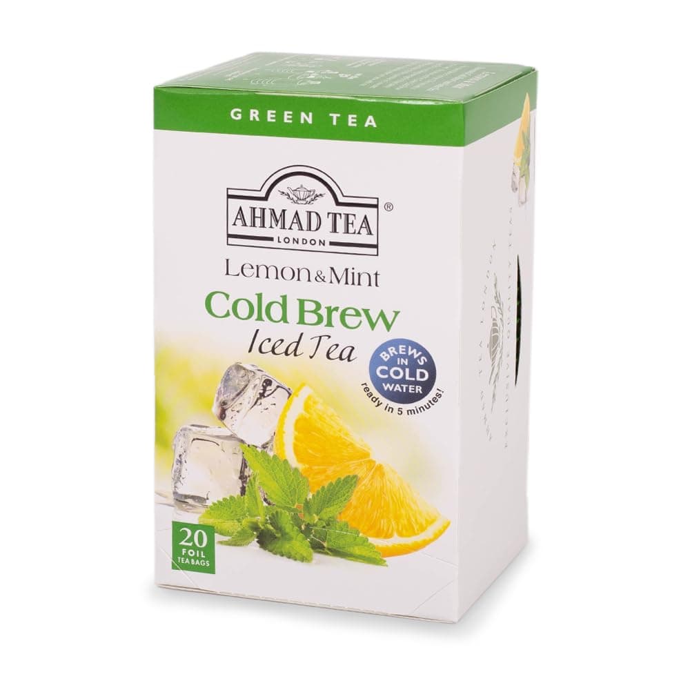 Green Tea, Cold Brew Lemon and Mint Teabags, Iced Tea, 20 ct (Pack of 1) - Caffeinated and Sugar-Free