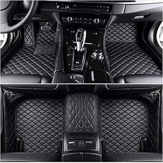 Custom Car Floor Mat Compatible with 95% Car Models Luxury Leather All Weather Waterproof Anti-Skid Full Coverage Car Mats (Black)