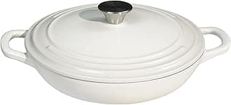 Braiser Enameled Cast Iron Braiser 3 qt Braiser Pan with Lid White Shallow Cast Iron Casserole Braiser Pan with Handels