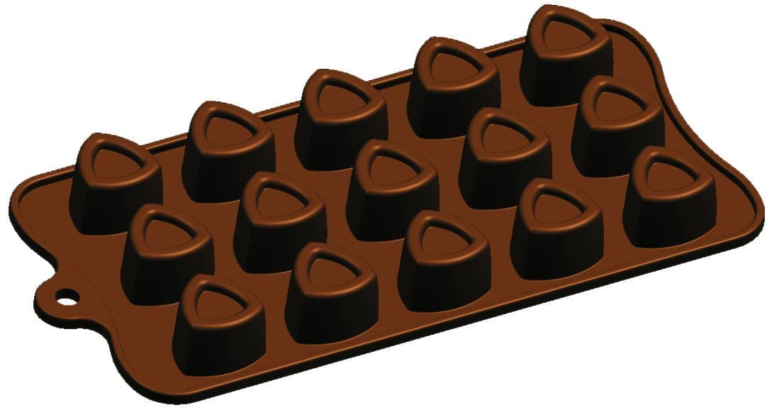 Fat Daddio's 3 Corner Pastry/Ha-Mmantash Silicone Chocolate Mold, 15-Piece Per Mold by Fat Daddios