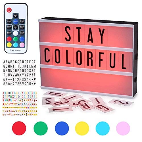 Light Up Cinema Box 7 Colours Changing A4 Size 210 Letters LED DIY Message Sign Box Battery/USB Powered Wireless Remote Control