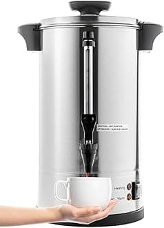 SR-CP-50B Commercial Grade Stainless Steel Percolate Coffee Maker Hot Water Urn for Catering, 50-Cup 8 L, Metallic