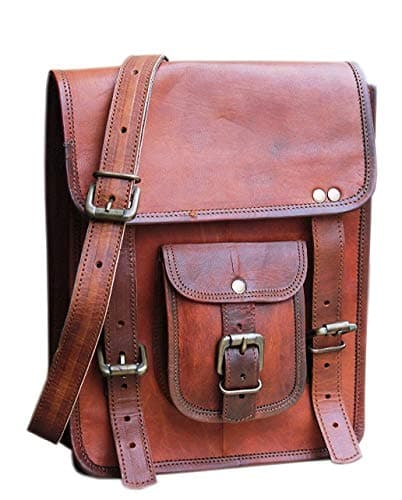 11" Men's Genuine Leather Small Briefcase Messenger Satchel Tab Tablet Bag