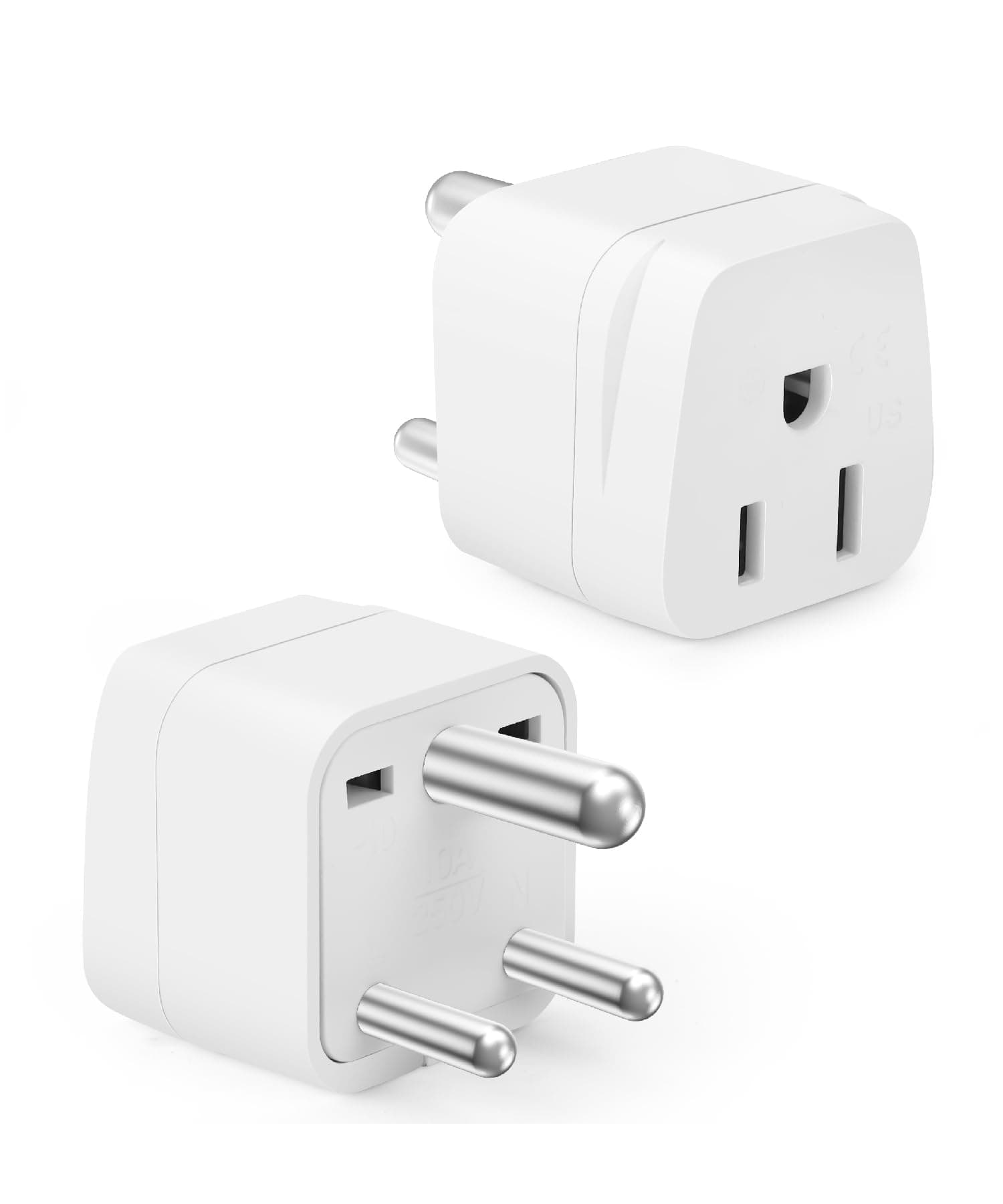 Bates Choice 2 Pack Type D Travel Adapter, White, India, Nepal, Bangladesh, Maldives, Pakistan, USA to India Plug Adapter