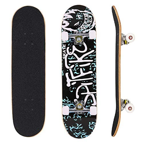 YUEBO Skateboard 31" x 8" Complete PRO Skateboard, Double Kick Concave Design 9 Layer Canadian Maple Wood Adult Tricks Skate Board for 5 Up Years Old Beginner, Kids, Boys, Girls