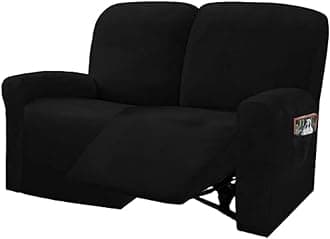 ULTICOR Reclining Love Seat Slipcover, 48" - 65" L, 6-Piece Velvet Stretch Loveseat Reclining Sofa Covers, 2 seat Love seat Recliner Cover, Thick, Soft, Washable (Black)