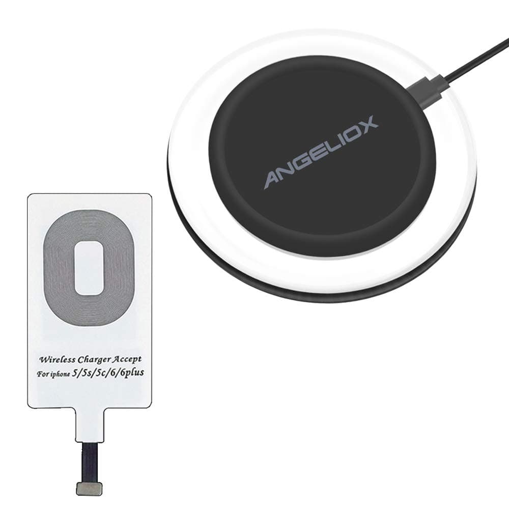 ANGELIOX Wireless Charger Charging Pad Charging Receiver Compatible with iPhone 7 Plus/7/6 Plus/6S Plus/6S/6/5S/5/SE/5C(Charging Receiver is Included)