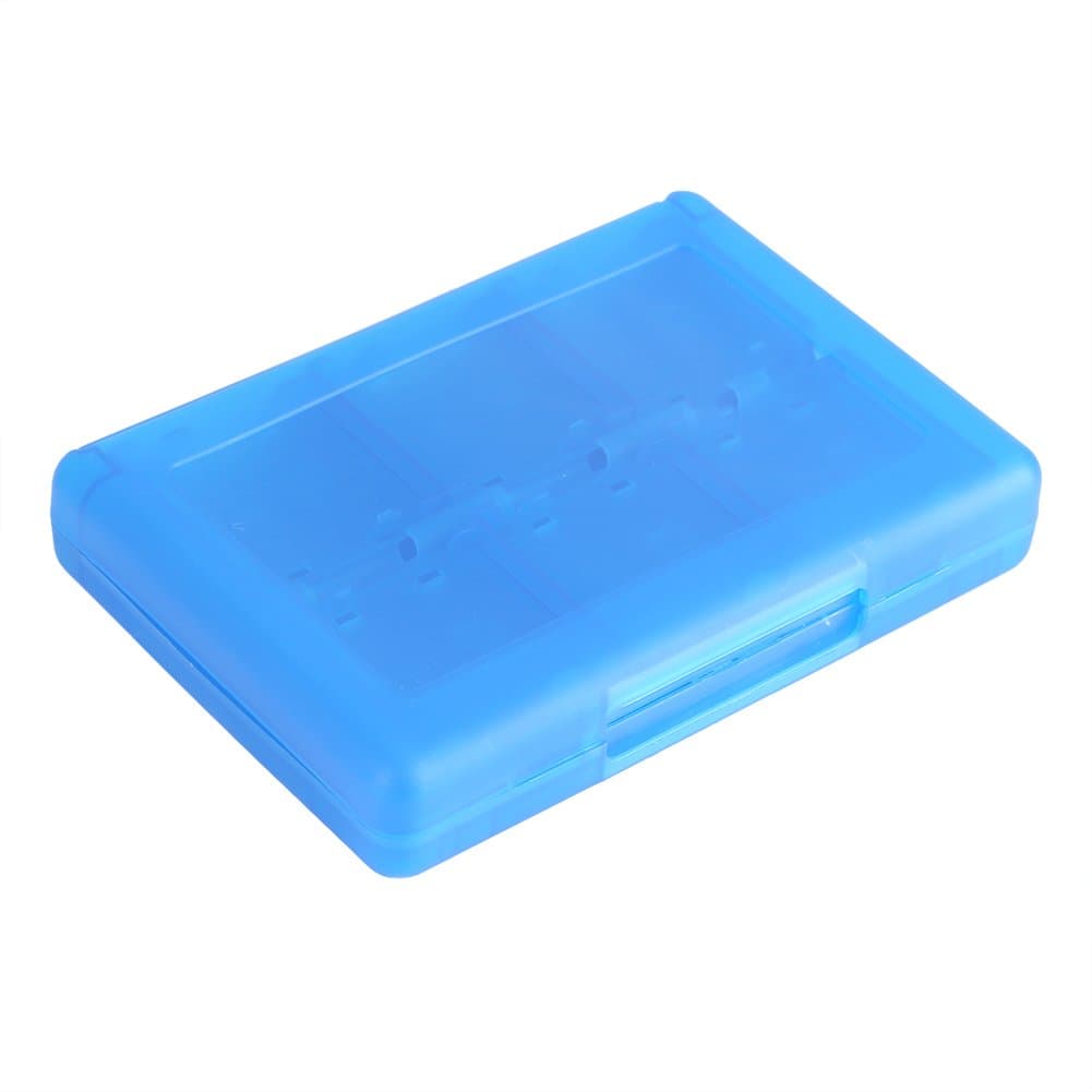 28 in 1 Games Case Plastic Anti Shock Holder Memory Micro Memory Card Carry Case for 3DS DSL DSI LL Storage Box (Blue)